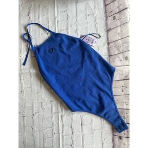 NWT Wild Fable Women’s Halter Shirt with scoop back and Snaps Blue Size Medium